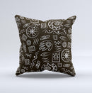 Black and White Cave Symbols ink-Fuzed Decorative Throw Pillow