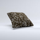 Black and White Cave Symbols ink-Fuzed Decorative Throw Pillow