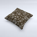 Black and White Cave Symbols ink-Fuzed Decorative Throw Pillow