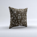 Black and White Cave Symbols ink-Fuzed Decorative Throw Pillow