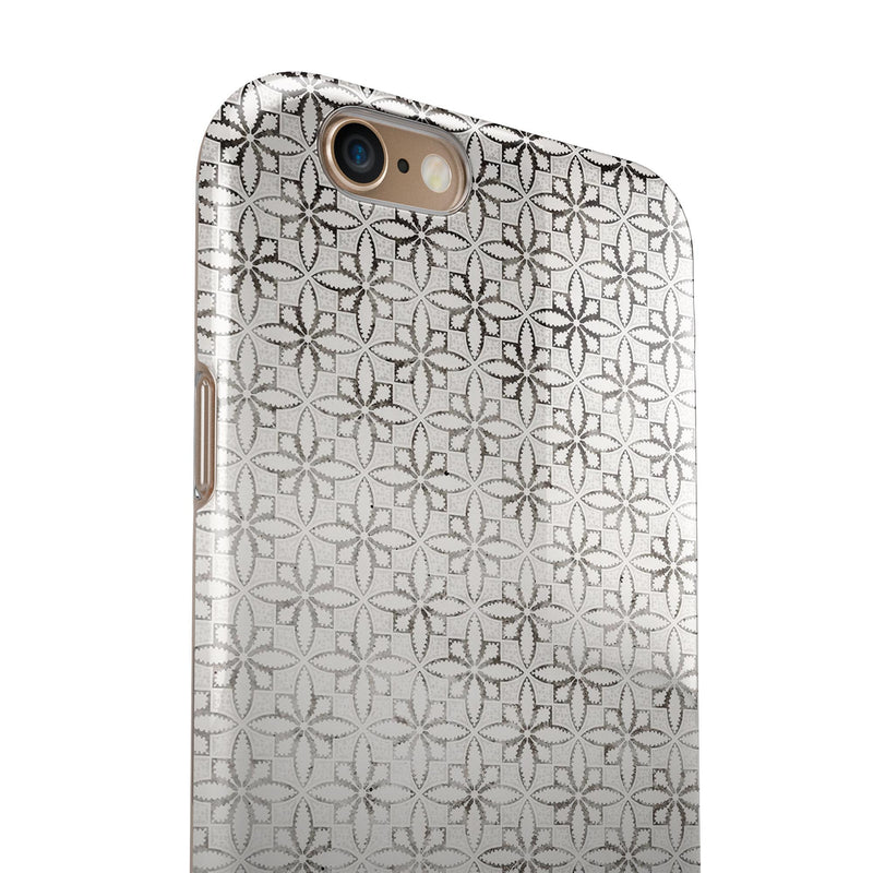 Black and White Floral Chess Pattern iPhone 6/6s or 6/6s Plus 2-Piece Hybrid INK-Fuzed Case