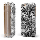 Black and White Geometric Floral iPhone 6/6s or 6/6s Plus 2-Piece Hybrid INK-Fuzed Case