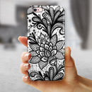 Black and White Geometric Floral iPhone 6/6s or 6/6s Plus 2-Piece Hybrid INK-Fuzed Case