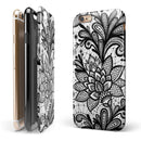 Black and White Geometric Floral iPhone 6/6s or 6/6s Plus 2-Piece Hybrid INK-Fuzed Case
