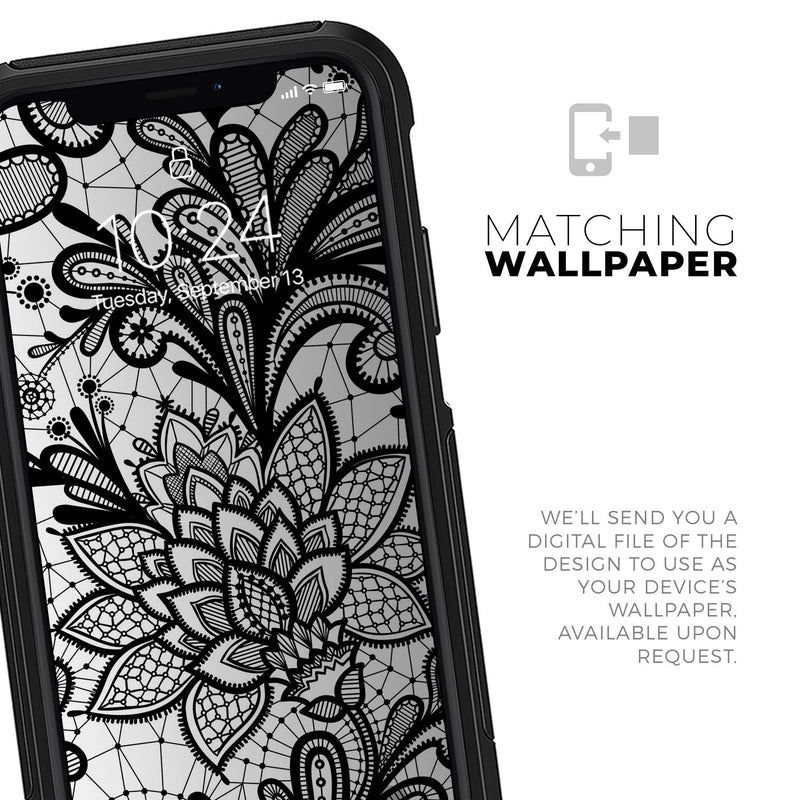 Black and White Geometric Floral - Skin Kit for the iPhone OtterBox Cases