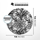 Black and White Geometric Floral// WaterProof Rubber Foam Backed Anti-Slip Mouse Pad for Home Work Office or Gaming Computer Desk