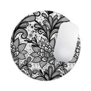 Black and White Geometric Floral// WaterProof Rubber Foam Backed Anti-Slip Mouse Pad for Home Work Office or Gaming Computer Desk