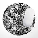 Black and White Geometric Floral// WaterProof Rubber Foam Backed Anti-Slip Mouse Pad for Home Work Office or Gaming Computer Desk