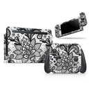 Black and White Geometric Floral // Skin Decal Wrap Kit for Nintendo Switch Console & Dock, Joy-Cons, Pro Controller, Lite, 3DS XL, 2DS XL, DSi, or Wii - Vinyl Skin Wrap for Nintendo Switch 2, OLED, Lite, Pro Controller, Wii & Classic Handhelds