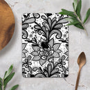 Black and White Geometric Floral - Full Body Skin Decal for the Apple iPad Pro 12.9", 11", 10.5", 9.7", Air or Mini (All Models Available)