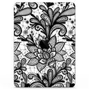Black and White Geometric Floral - Full Body Skin Decal for the Apple iPad Pro 12.9", 11", 10.5", 9.7", Air or Mini (All Models Available)