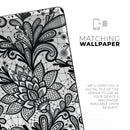 Black and White Geometric Floral - Full Body Skin Decal for the Apple iPad Pro 12.9", 11", 10.5", 9.7", Air or Mini (All Models Available)