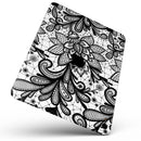 Black and White Geometric Floral - Full Body Skin Decal for the Apple iPad Pro 12.9", 11", 10.5", 9.7", Air or Mini (All Models Available)