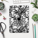 Black and White Geometric Floral - Full Body Skin Decal for the Apple iPad Pro 12.9", 11", 10.5", 9.7", Air or Mini (All Models Available)