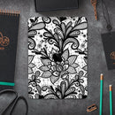 Black and White Geometric Floral - Full Body Skin Decal for the Apple iPad Pro 12.9", 11", 10.5", 9.7", Air or Mini (All Models Available)