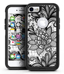 Black and White Geometric Floral - iPhone 7 or 7 Plus Commuter Case Skin Kit