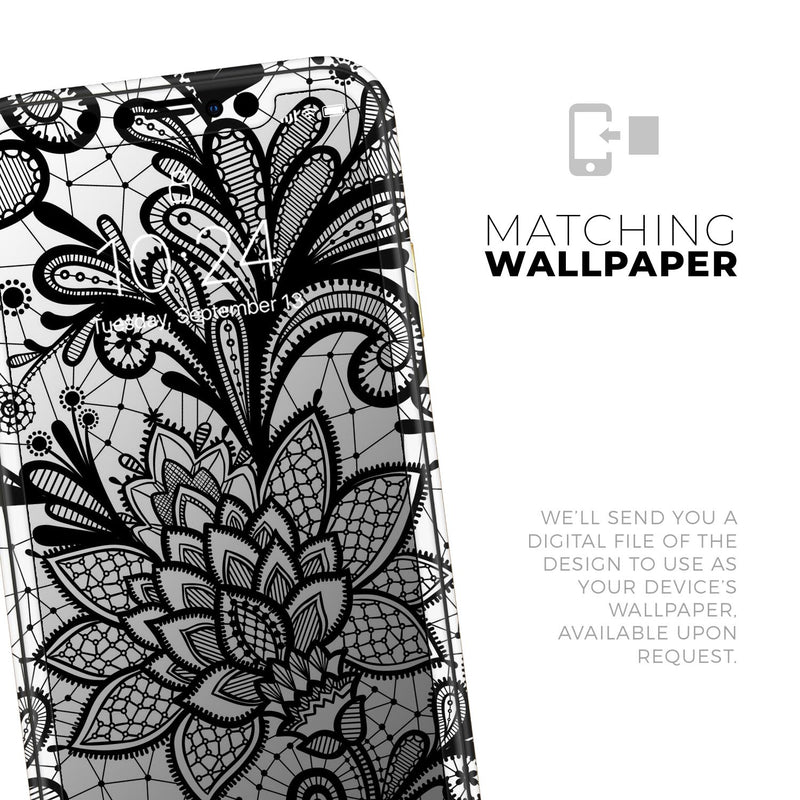 Black and White Geometric Floral  - Protective Skin Wrap & Decal – Compatible with iPhone SE to iPhone 17 Pro Max (All Models)