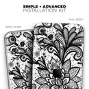 Black and White Geometric Floral  - Protective Skin Wrap & Decal – Compatible with iPhone SE to iPhone 17 Pro Max (All Models)