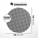 Black and White Houndstooth Pattern// WaterProof Rubber Foam Backed Anti-Slip Mouse Pad for Home Work Office or Gaming Computer Desk