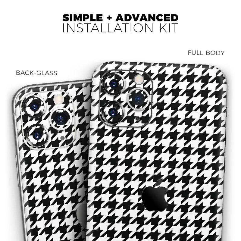 Black and White Houndstooth Pattern  - Protective Skin Wrap & Decal – Compatible with iPhone SE to iPhone 17 Pro Max (All Models)