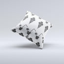 Black and White Icecream and Drink Pattern ink-Fuzed Decorative Throw Pillow