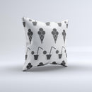 Black and White Icecream and Drink Pattern ink-Fuzed Decorative Throw Pillow