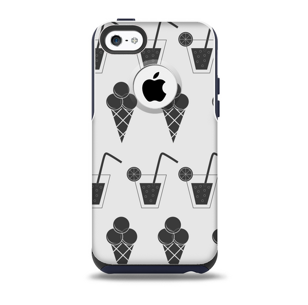 Black and White Icecream and Drink Pattern Skin for the iPhone 5c OtterBox Commuter Case
