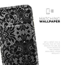 Black and White Lace Pattern V108  - Protective Skin Wrap & Decal – Compatible with iPhone SE to iPhone 17 Pro Max (All Models)