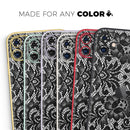 Black and White Lace Pattern V108  - Protective Skin Wrap & Decal – Compatible with iPhone SE to iPhone 17 Pro Max (All Models)