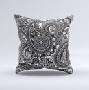 Black and White Paisley Pattern V6 ink-Fuzed Decorative Throw Pillow