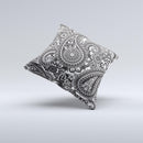 Black and White Paisley Pattern V6 ink-Fuzed Decorative Throw Pillow