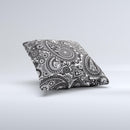 Black and White Paisley Pattern V6 ink-Fuzed Decorative Throw Pillow