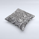 Black and White Paisley Pattern V6 ink-Fuzed Decorative Throw Pillow