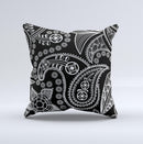 Black and White Paisley Pattern v14 ink-Fuzed Decorative Throw Pillow