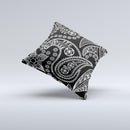 Black and White Paisley Pattern v14 ink-Fuzed Decorative Throw Pillow