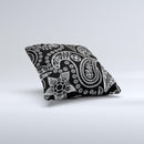 Black and White Paisley Pattern v14 ink-Fuzed Decorative Throw Pillow