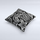 Black and White Paisley Pattern v14 ink-Fuzed Decorative Throw Pillow