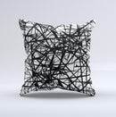 Black and White Shards ink-Fuzed Decorative Throw Pillow