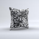 Black and White Shards ink-Fuzed Decorative Throw Pillow