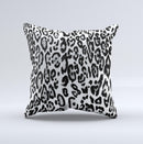 Black and White Snow Leopard Pattern ink-Fuzed Decorative Throw Pillow