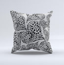 Black and White Spotted Hearts ink-Fuzed Decorative Throw Pillow