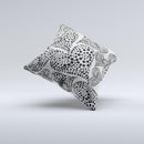 Black and White Spotted Hearts ink-Fuzed Decorative Throw Pillow