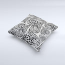 Black and White Spotted Hearts ink-Fuzed Decorative Throw Pillow