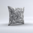 Black and White Spotted Hearts ink-Fuzed Decorative Throw Pillow