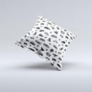 Black and White Travel Collage Pattern ink-Fuzed Decorative Throw Pillow