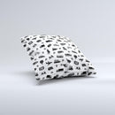 Black and White Travel Collage Pattern ink-Fuzed Decorative Throw Pillow
