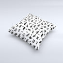Black and White Travel Collage Pattern ink-Fuzed Decorative Throw Pillow