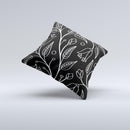 Black and White Vector Branches ink-Fuzed Decorative Throw Pillow