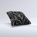 Black and White Vector Branches ink-Fuzed Decorative Throw Pillow