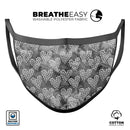 Black and White Watercolor Hearts - Made in USA Mouth Cover Unisex Anti-Dust Cotton Blend Reusable & Washable Face Mask with Adjustable Sizing for Adult or Child